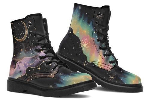 Northern Lights Boots   Vegan Leather Doc Style Boots with Durable Stitched on Soles