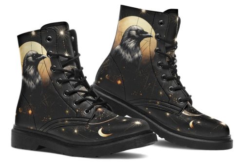 Omen Raven Boots   Vegan Leather Doc Style Boots with Durable Stitched on Soles 1