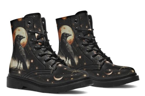 Oracle Raven Boots   Vegan Leather Doc Style Boots with Durable Stitched on Soles 1