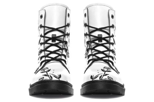 Pale Black Widow Boots   Vegan Leather Doc Style Boots with Durable Stitched on Soles 1