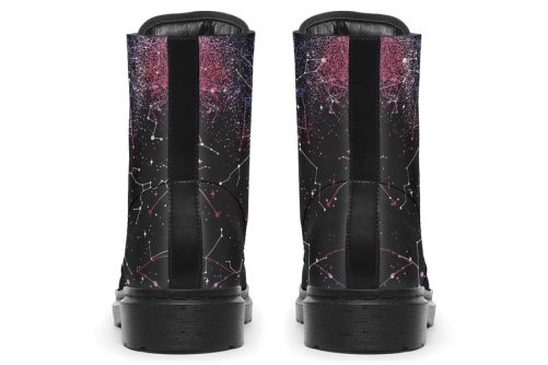 Pink Aurora Boots   Vegan Leather Doc Style Boots with Durable Stitched on Soles 1
