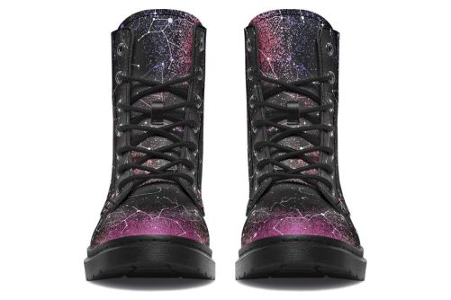 Pink Aurora Boots   Vegan Leather Doc Style Boots with Durable Stitched on Soles 2