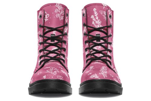 Pink Nightshade Boots   Vegan Leather Doc Style Boots with Durable Stitched on Soles 1