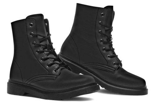 Pitch Black Boots   Vegan Leather Doc Style Boots with Durable Stitched on Soles 1