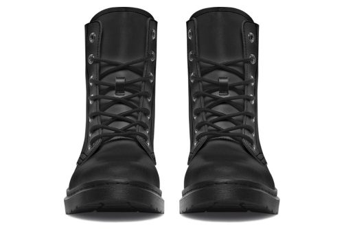 Pitch Black Boots   Vegan Leather Doc Style Boots with Durable Stitched on Soles 2