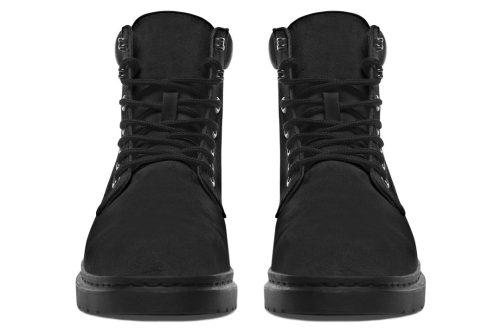 Pitch Black Classic Boots   High Quality Micro Suede Weatherproof Vegan Shoes with Stitched on Soles