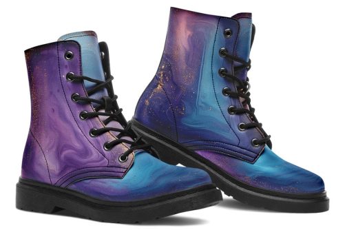 Prismatic Currents Boots   Vegan Leather Doc Style Boots with Durable Stitched on Soles 1