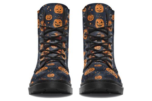 Pumpkin Party Boots   Vegan Leather Doc Style Boots with Durable Stitched on Soles 2