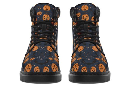 Pumpkin Party Classic Boots   High Quality Micro Suede Weatherproof Vegan Shoes with Stitched on Soles