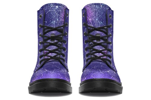 Purple Aurora Boots   Vegan Leather Doc Style Boots with Durable Stitched on Soles 1