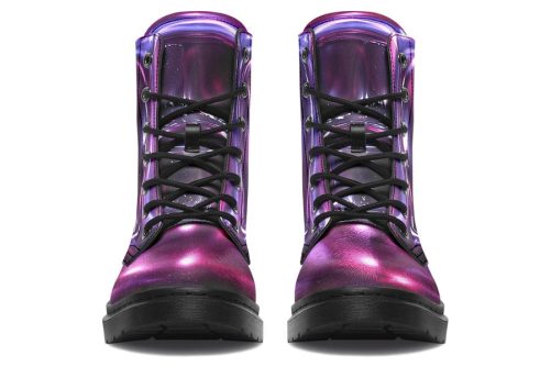 Purple Chrome Boots   Vegan Leather Doc Style Boots with Durable Stitched on Soles 2