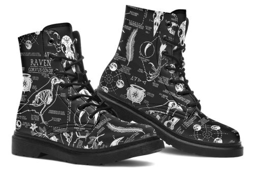 Raven Study Boots   Vegan Leather Doc Style Boots with Durable Stitched on Soles 1