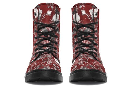 Red Rose Romance Boots   Vegan Leather Doc Style Boots with Durable Stitched on Soles 2