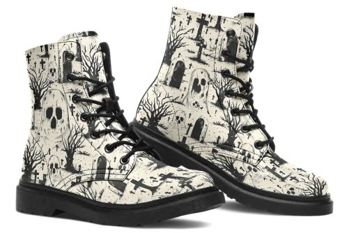 Restless Spooks Boots   Vegan Leather Doc Style Boots with Durable Stitched on Soles 1