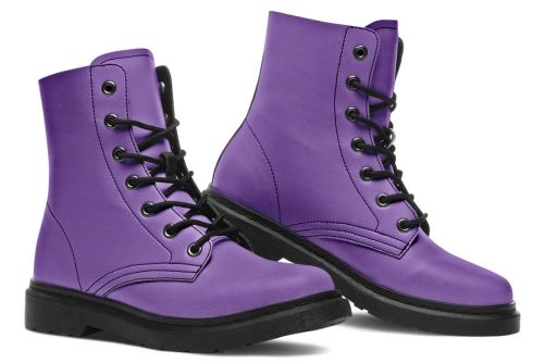 Retro Violet Boots   Vegan Leather Doc Style Boots with Durable Stitched on Soles 1