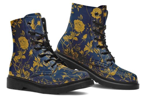 Royal Rose Romance Boots   Vegan Leather Doc Style Boots with Durable Stitched on Soles 1
