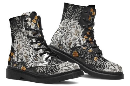 Shadow Ferns Boots   Vegan Leather Doc Style Boots with Durable Stitched on Soles 1
