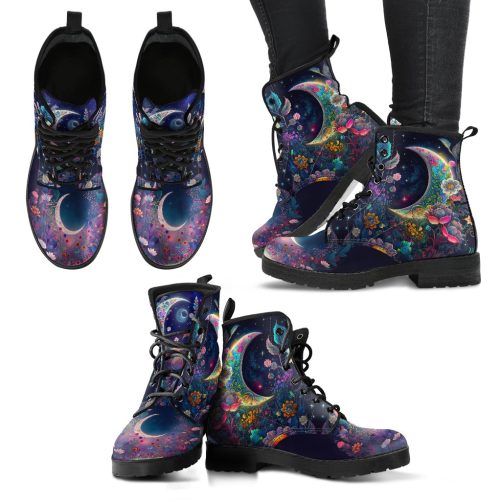 Sleepy Fantasy Garden Women's Vegan Leather Combat Boots 1