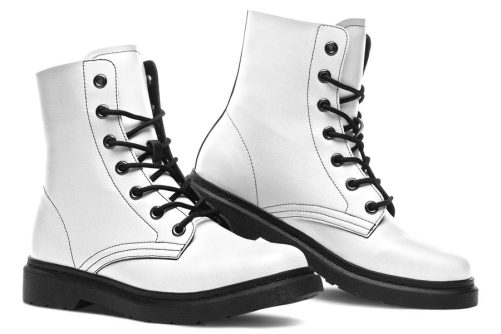 Snow White Boots   Vegan Leather Doc Style Boots with Durable Stitched on Soles 1