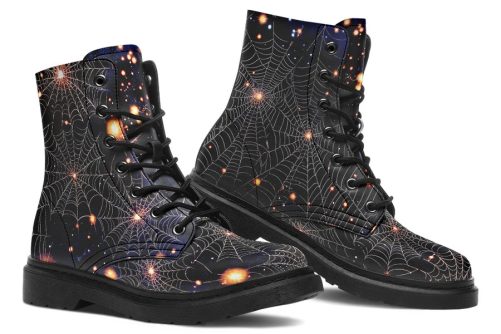Spiderweb Boots   Vegan Leather Doc Style Boots with Durable Stitched on Soles 1