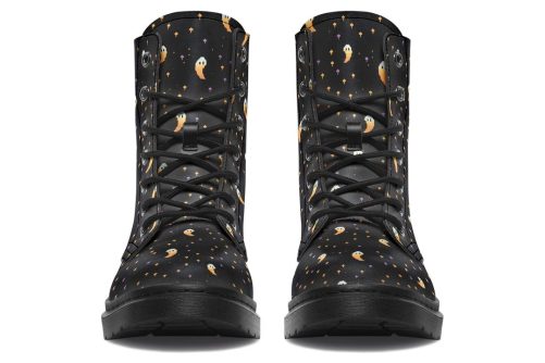 Spooky Soirée Boots   Vegan Leather Doc Style Boots with Durable Stitched on Soles 1