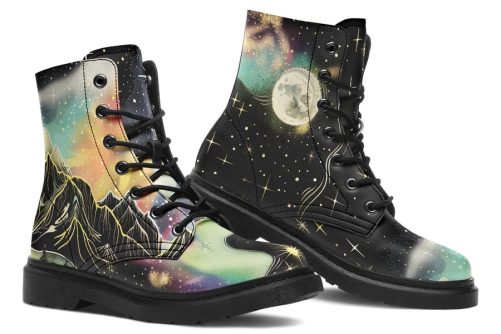 Starlit Wanderer Boots   Vegan Leather Doc Style Boots with Durable Stitched on Soles 1