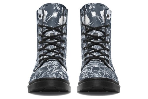 Steel Rose Romance Boots   Vegan Leather Doc Style Boots with Durable Stitched on Soles 2