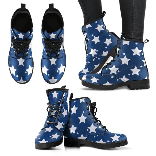 Stellar Stride blue Star Women's Vegan Leather Combat Boots 1