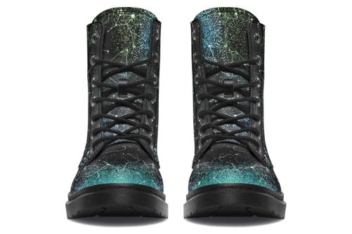Teal Aurora Boots   Vegan Leather Doc Style Boots with Durable Stitched on Soles 1