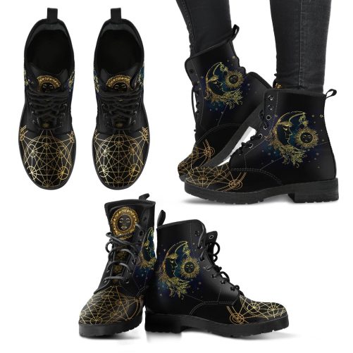 The Sun & Moon Galaxy Women's Vegan Leather Combat Boots