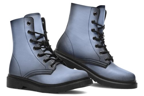 Twilight Blue Boots   Vegan Leather Doc Style Boots with Durable Stitched on Soles 1