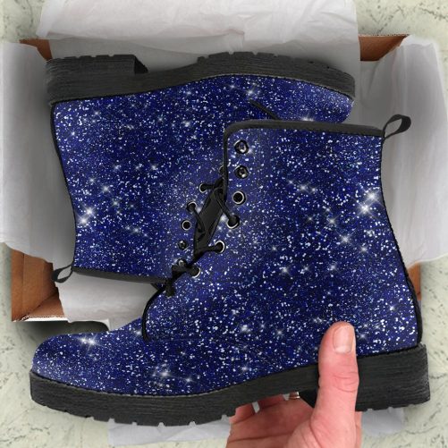 Twinkle Twinkle Little Star Midnight Blue Women's Vegan Leather Combat Boots