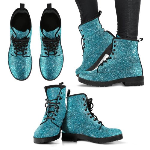 Twinkle Twinkle Little Star   Turquoise Women's Vegan Leather Combat Boots 1