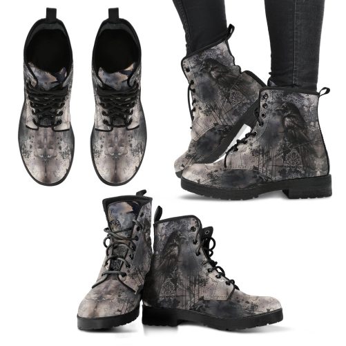 Victorian Gothic Women's Vegan Leather Combat Boots 1