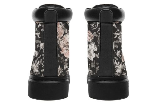 Vintage Peonies Classic Boots   High Quality Micro Suede Weatherproof Vegan Shoes with Stitched on Soles 1
