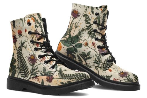 Vintage Peonies Leather Boots 1
