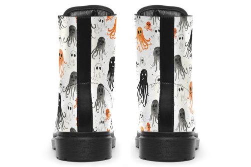 White Deep Haunting Boots   Vegan Leather Doc Style Boots with Durable Stitched on Soles 2
