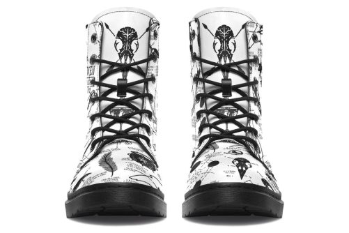 White Raven Study Boots   Vegan Leather Doc Style Boots with Durable Stitched on Soles 1