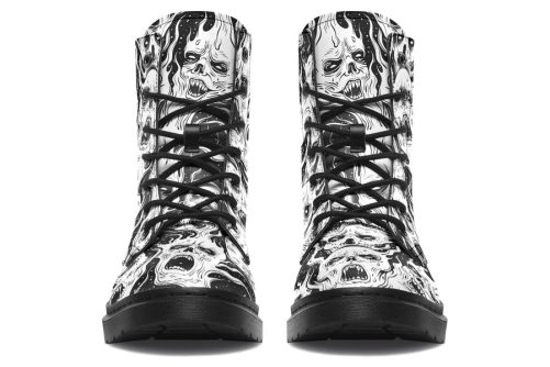 White Torment Boots   Vegan Leather Doc Style Boots with Durable Stitched on Soles 1