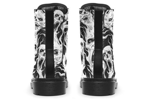 White Torment Boots   Vegan Leather Doc Style Boots with Durable Stitched on Soles 2
