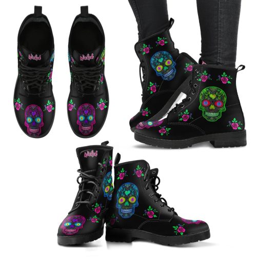 Wicked Skulls Women's Vegan Leather Combat Boots 1