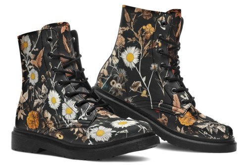 Withering Garden Boots   Vegan Leather Doc Style Boots with Durable Stitched on Soles 1