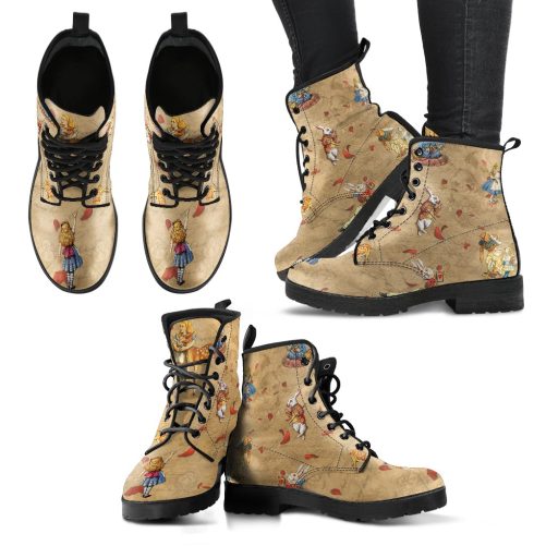 Alice in Wonderland #11 Women's Leather Combat Boots 1