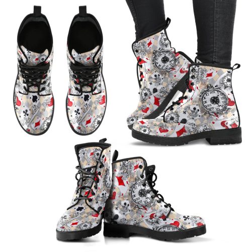 Alice in Wonderland #12 Women's Vegan Leather Combat Boots 1