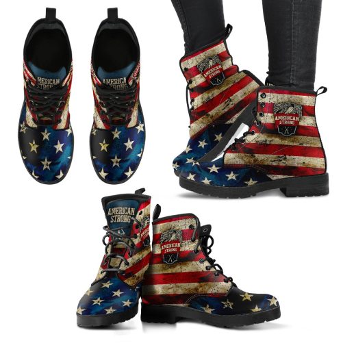 American Strong Distressed Women's Vegan Leather Combat Boots 1