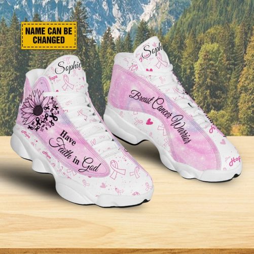 Breast Cancer Warrior Customized Basketball Shoes, Sunflower Faith Running Shoes, Pink Ribbon Pattern Shoes, Positive Gift For Girl Women 2