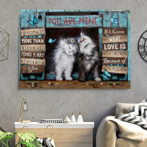 Cat Couple Canvas You Are Mine I Love You (2)