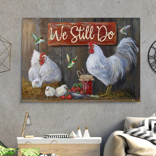 Chicken Couple Canvas We Still Do (2)
