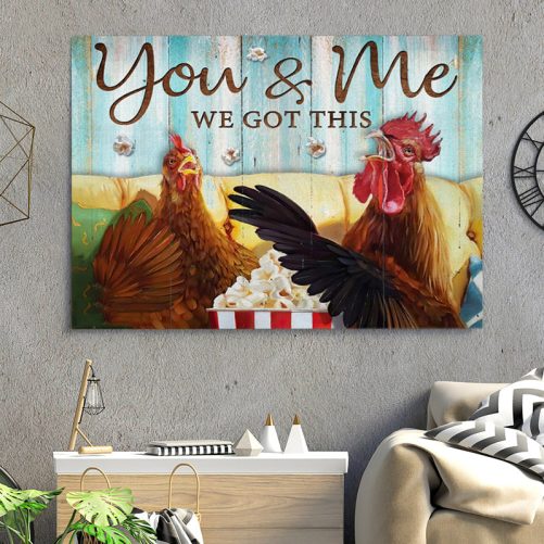 Chicken Couple Canvas You And Me We Got This Popcorn (2)