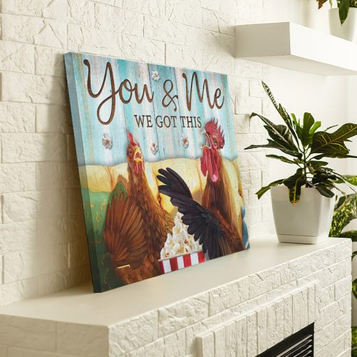Chicken Couple Canvas You And Me We Got This Popcorn (3)